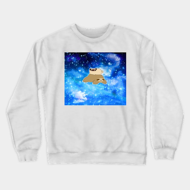 Little Pug and Sloth - Night Sky Crewneck Sweatshirt by saradaboru